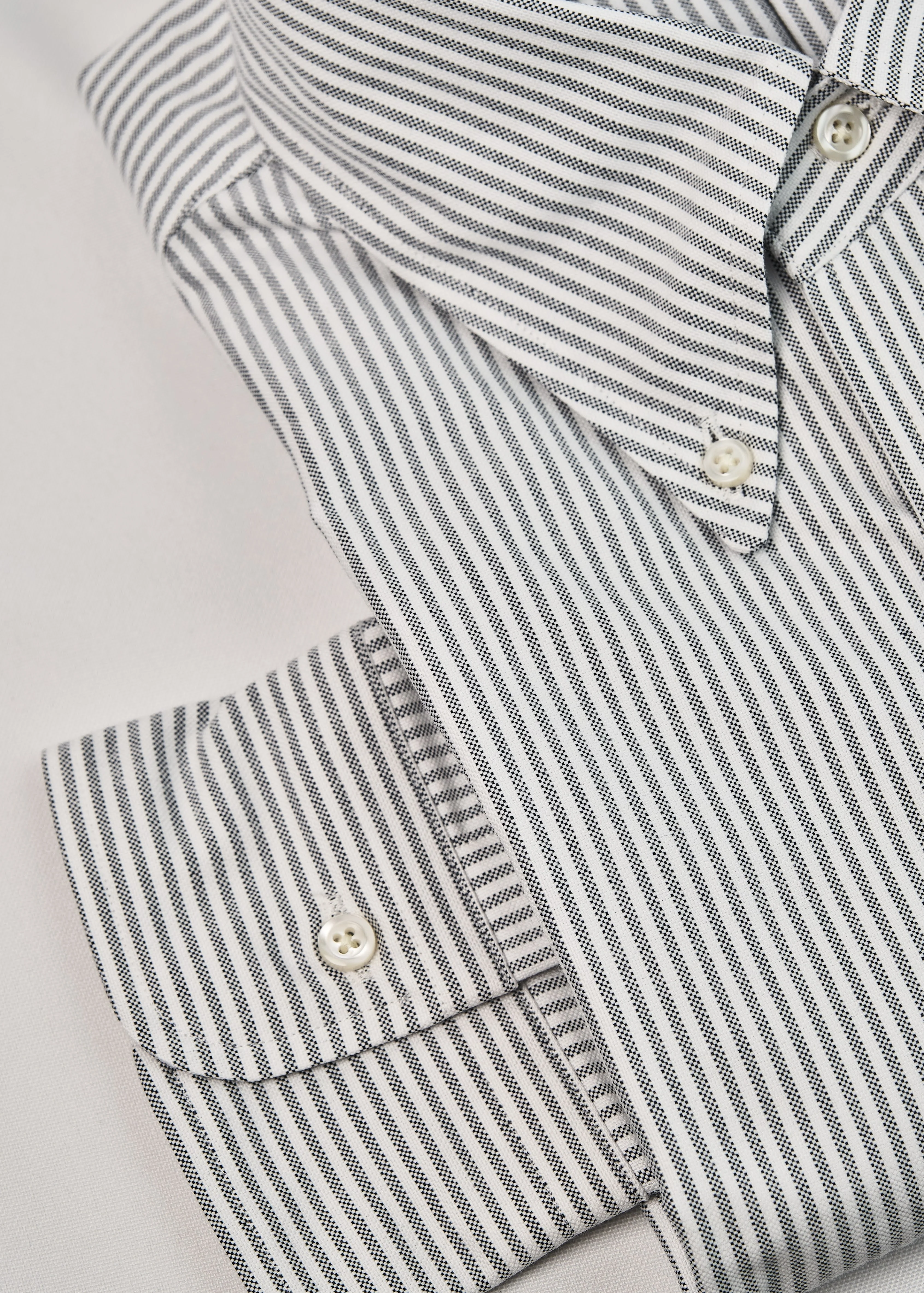Charcoal & White University Stripe Two-Ply 100% Pima Cotton Oxford - Image 3