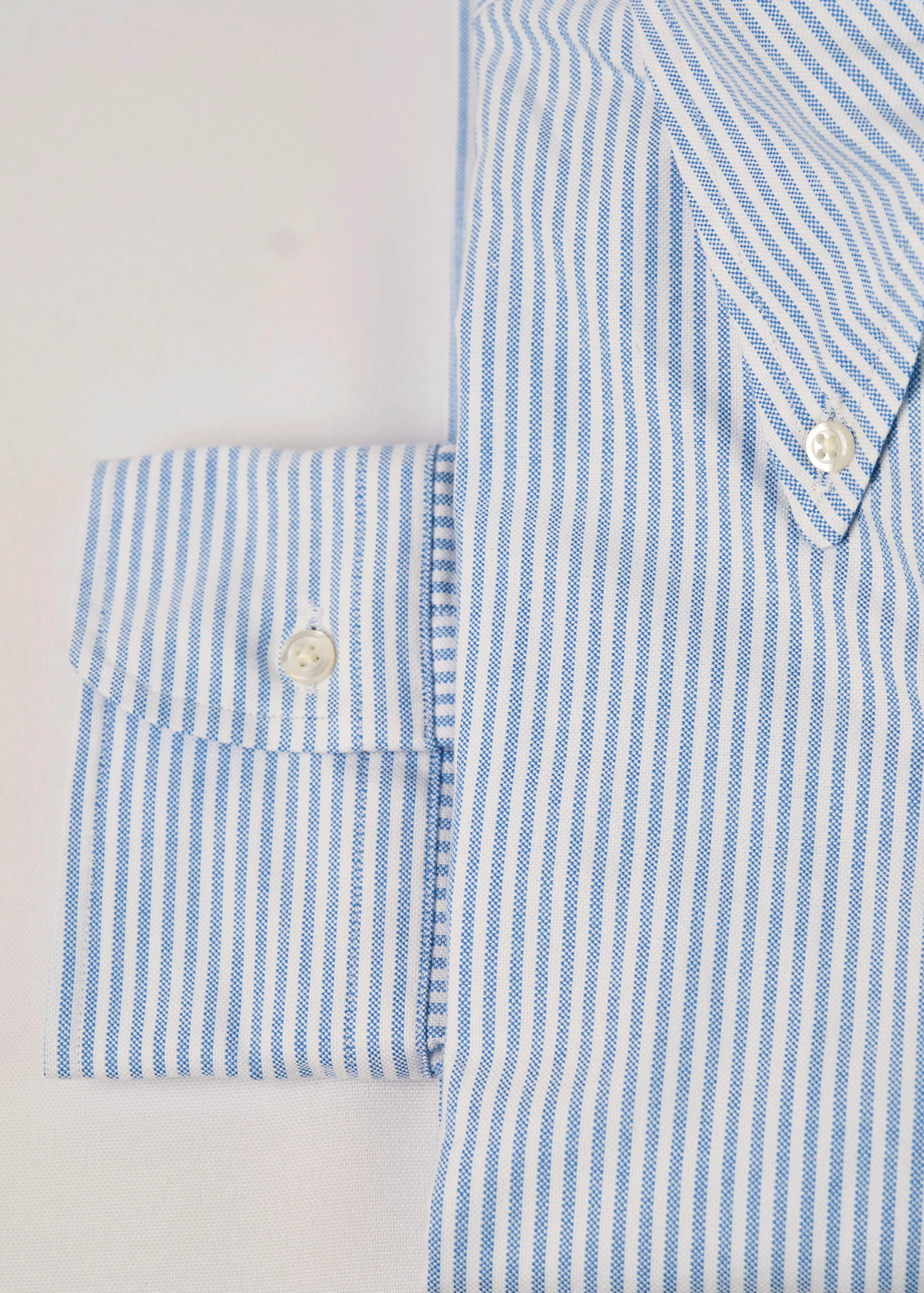Skye Blue & White University Stripe 100% Pima Cotton Oxford - Image 5