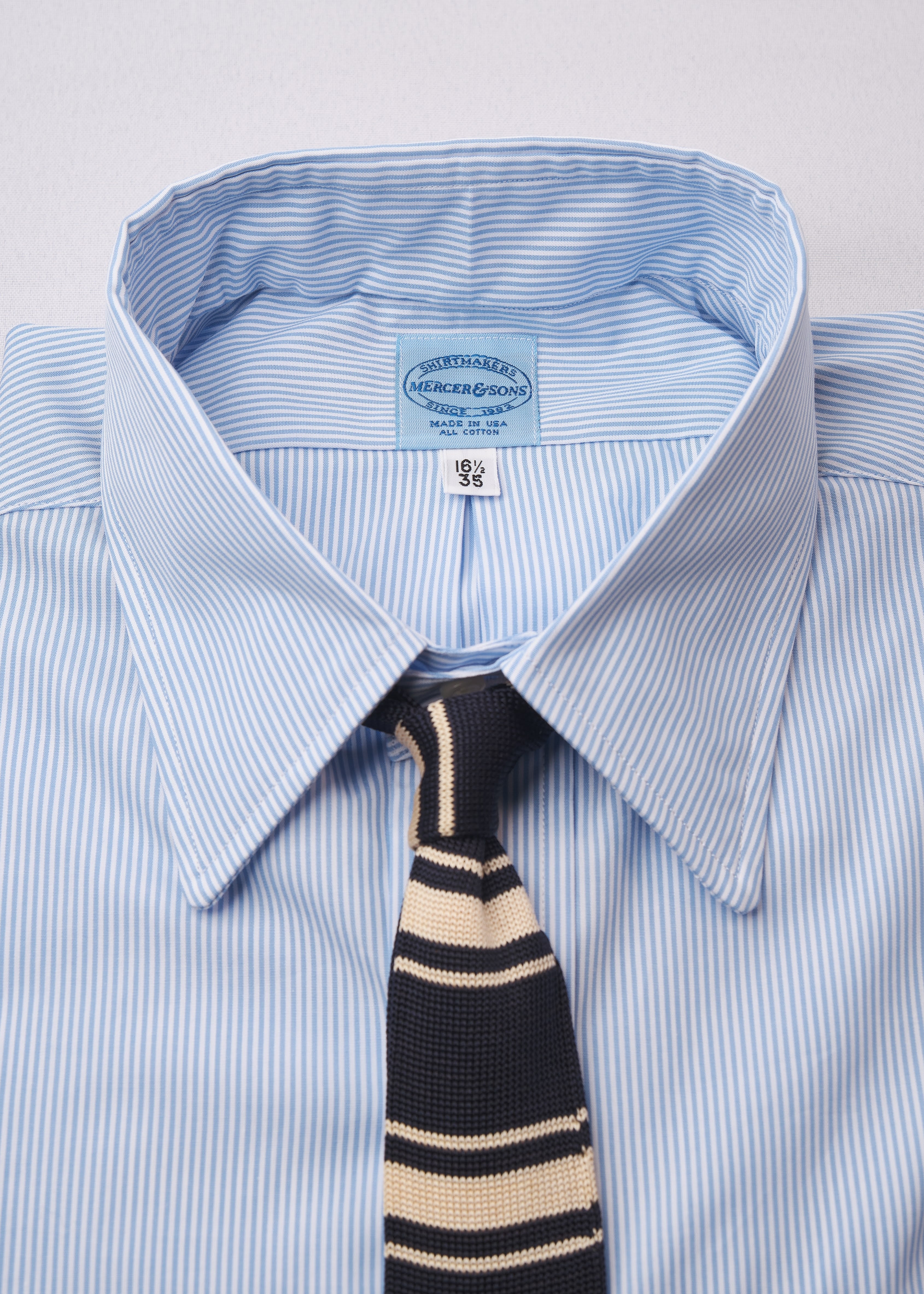 Skye Blue Bankers 1/16" Broadcloth Stripe - Image 2
